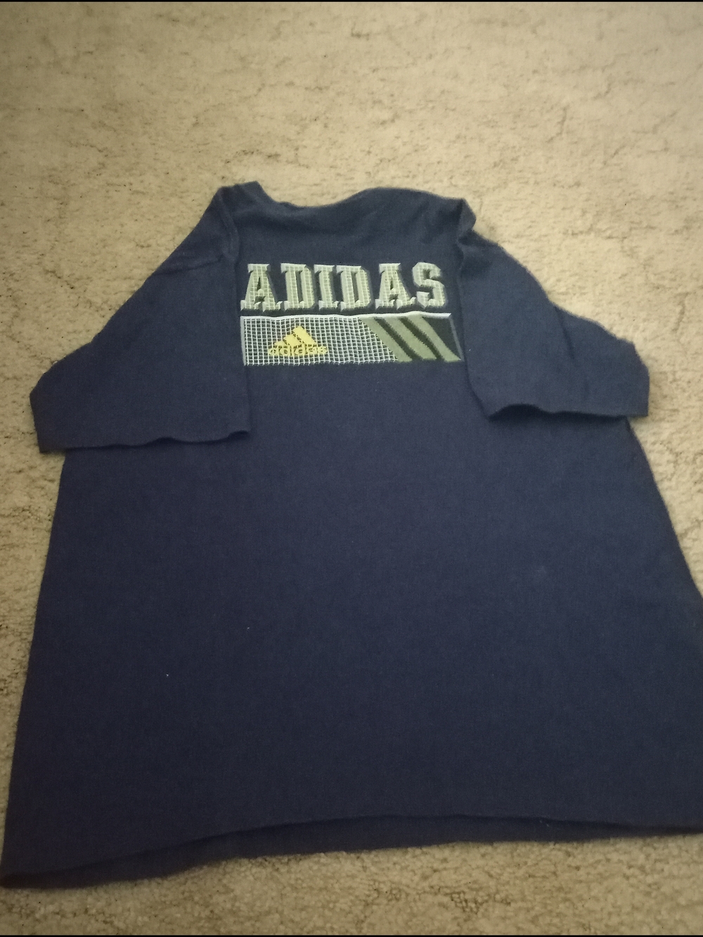 Adidas Navy XL Short Sleeve Logo Tee with Green Accent